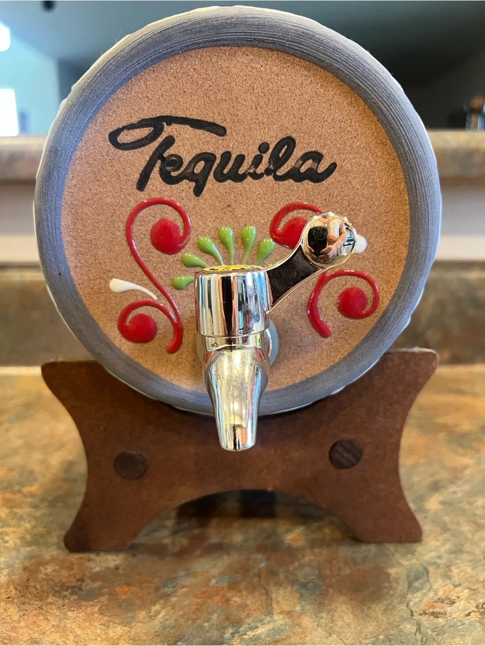 Tequila Ceramic Shot Dispenser with Decorative Cork Face